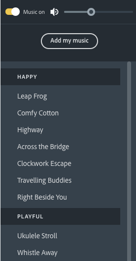 Adobe Spark - add music