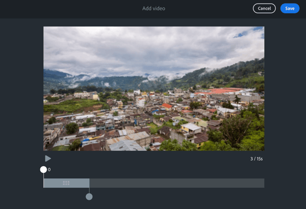 Adobe Spark - add video