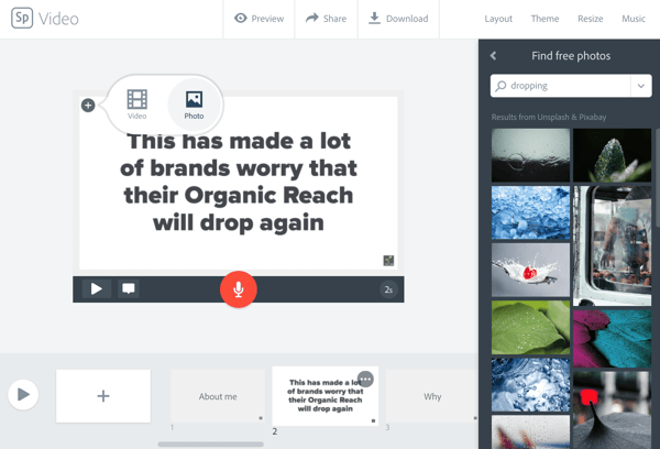 Adobe Spark - finding images