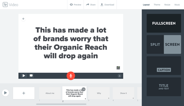 Adobe Spark enter text