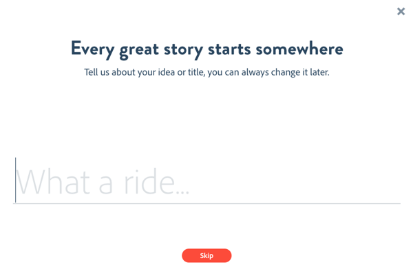 Adobe Spark start screen
