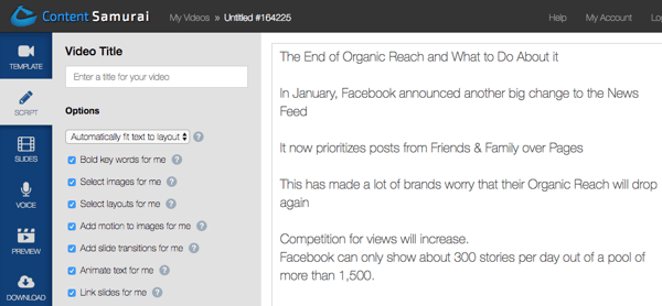Content Samurai script editor