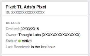 Showing the status of the Facebook Pixel