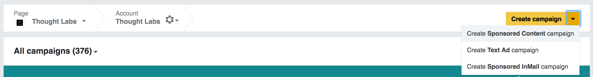 Create LinkedIn Sponsored Content campaign dropdown list Create LinkedIn Sponsored Content campaign dropdown list