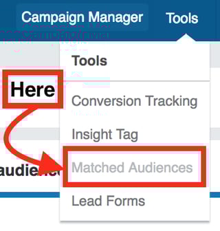 LinkedIn matched audiences top navigation menu LinkedIn matched audiences top navigation menu